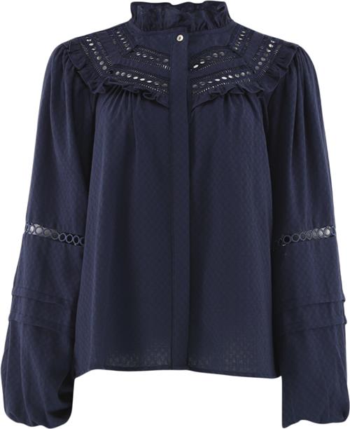 Se CONTINUE Sienna emb Kvinde Navy Blue Langærmede Bluser Str M - hos Magasin ved Magasin