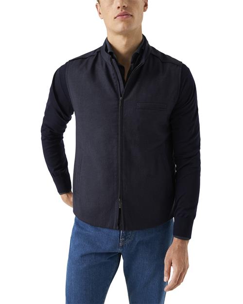 ETON Wool Flanell Vest, Navy Blue, 05 Mand Blå Veste Str L - hos Magasin