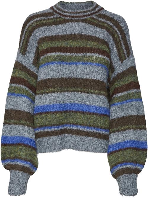 Vero Moda Vmnathalia LS High Neck Knit VMA Kvinde Nutria/multi Sweaters Regular Fit Str M - hos Magasin