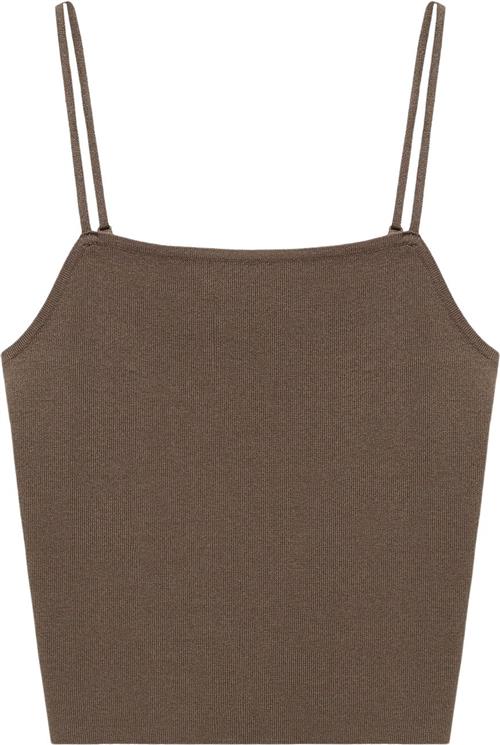 Se MANGO Knit Strap top Kvinde Beige - Khaki Langærmede Bluser Str S - hos Magasin ved Magasin