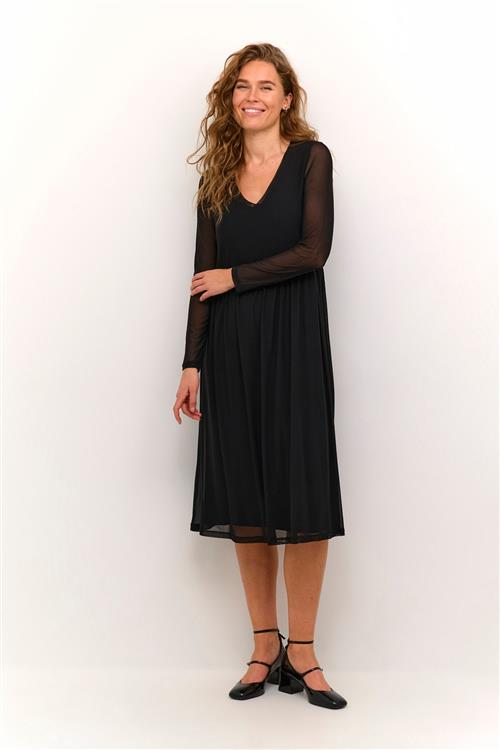 Culture Cumelida Vneck Dress Kvinde Black Midi Kjoler Str S - hos Magasin