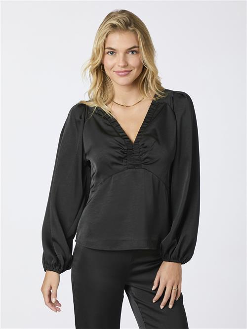 Se Neo Noir Istana Heavy Sateen Blouse Kvinde Black Langærmede Bluser Str 34 - hos Magasin ved Magasin