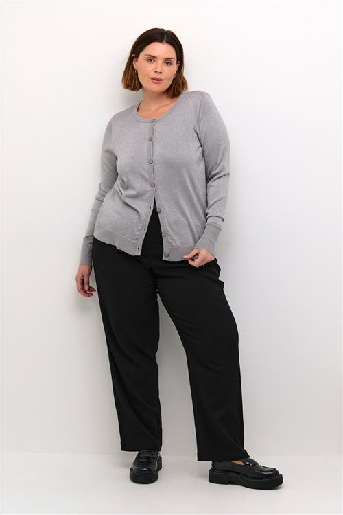 Se Kaffe Curve Kcregitta Cardigan Kvinde Grey Silver Metallic Langærmede Bluser Str L - Nylon hos Magasin ved Magasin