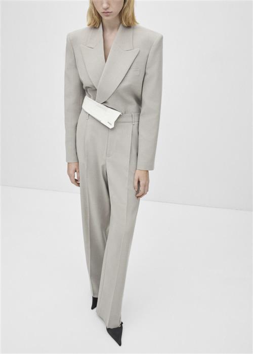 MANGO Straight Suit Trousers Kvinde Lt Pastel Grey Bukser Str 38 - hos Magasin