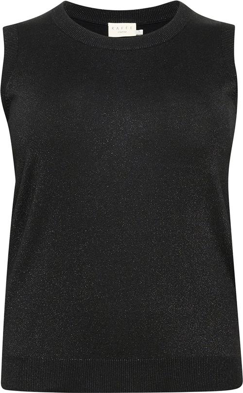 Kaffe Curve Kcregitta Slipover Kvinde Black Metallic Langærmede Bluser Str S - Nylon hos Magasin