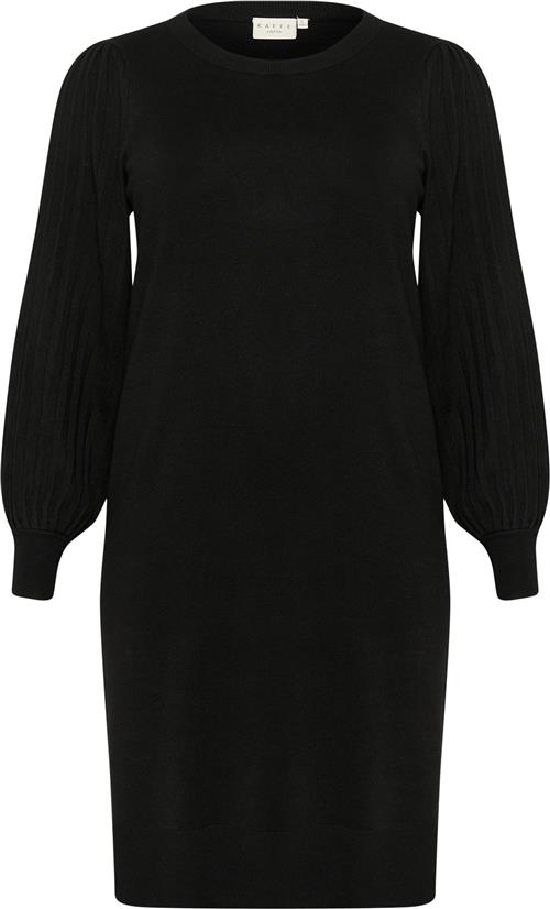 Se Kaffe Curve Kcloni Knit Dress Kvinde Black Deep Langærmede Bluser Str S - Viskose hos Magasin ved Magasin