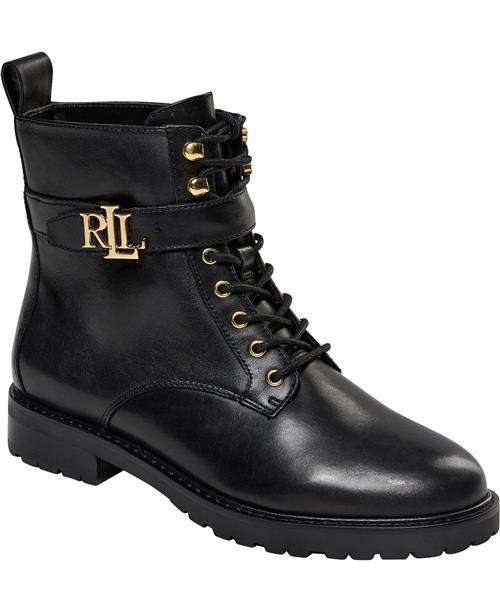 Se Lauren Ralph Lauren Eldridge Burnished Leather Boot Kvinde Sort Snørestøvler Str 42 - Bomuld hos Magasin ved Magasin