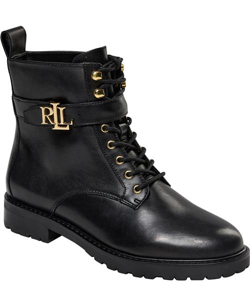 Se Lauren Ralph Lauren Eldridge Burnished Leather Boot Kvinde Sort Snørestøvler Str 39 - Bomuld hos Magasin ved Magasin