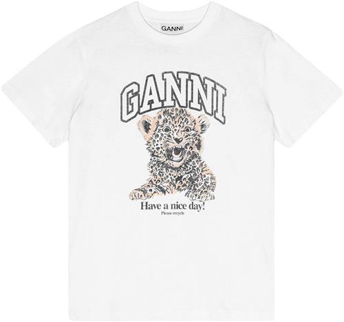 Ganni Basic Jersey Leopard Relaxed Tshir Kvinde Leopard Kortærmede T-shirts Str XS - hos Magasin