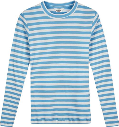 Mads Nørgaard - Copenhagen 2x2 Cotton Stripe Tuba Tee LS Kvinde Alaskan Blue/white Alyssum Langærmede T-shirts Str S - hos Magasin