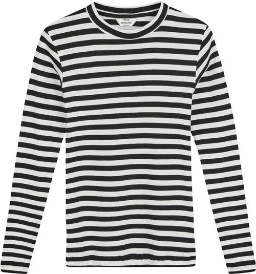 Mads Nørgaard - Copenhagen 2x2 Cotton Stripe Tuba Tee LS Kvinde Black / White Alyssum Langærmede T-shirts Str L - hos Magasin