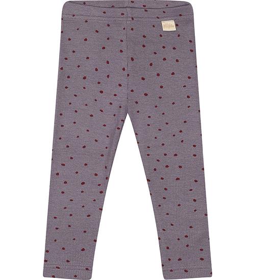 Se Petit Piao Leggings - Rib - Modal - Dusty Violet Dot ved KidsWorld