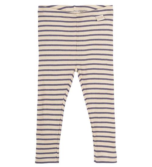 Se Petit Piao Leggings - Rib - Modal - Dusty Violet/Dark Off White ved KidsWorld