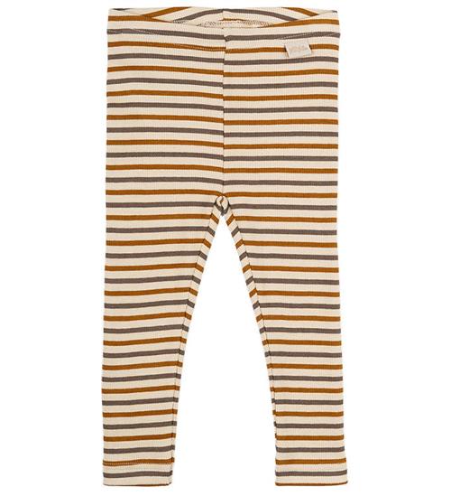 Se Petit Piao Leggings - Rib - Modal - Chocolate Brown/Golden Sun/D ved KidsWorld