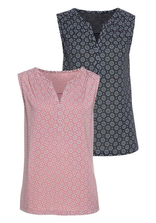 LASCANA Bluse  navy / gammelrosa / hvid