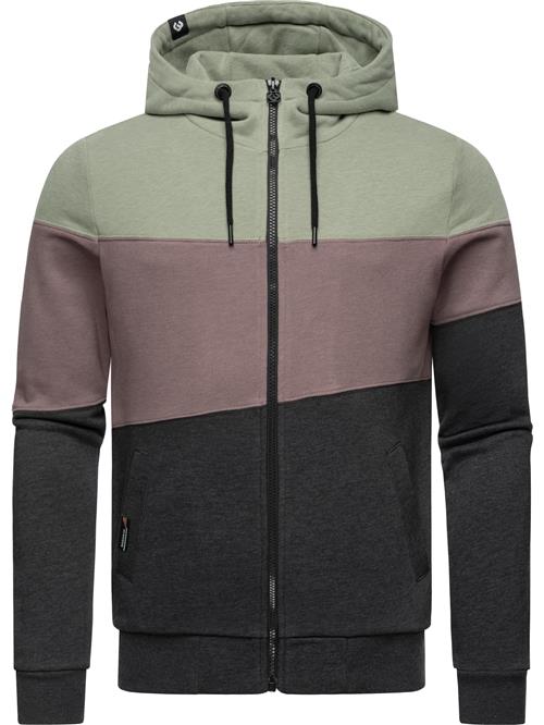 Ragwear Sweatjakke 'Trien'  pastelgrøn / lysviolet / sort-meleret