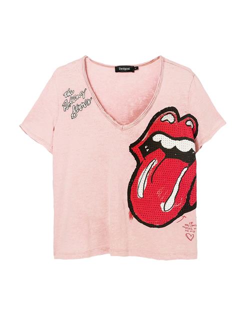 Desigual Shirts 'Rhinestone The Rolling Stones'  lyserød / brandrød / sort / hvid