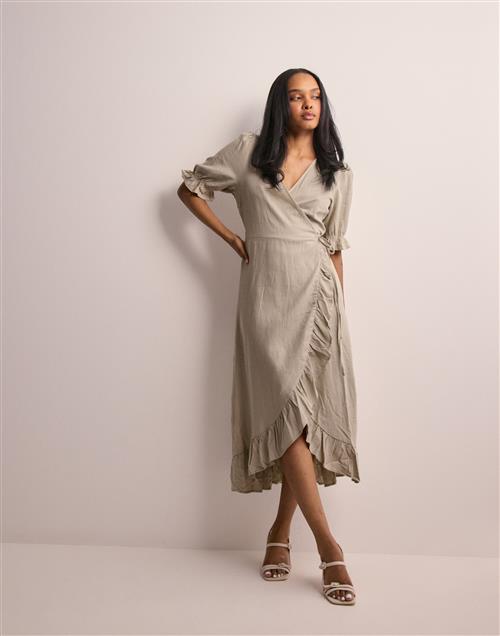 Object Collectors Item - Beige - Objammie S/S Wrap Long Dress Rep