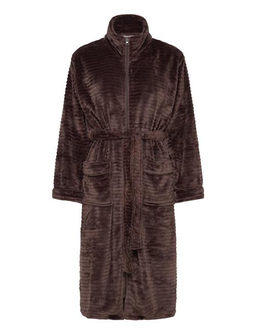 Se Missya Fine Fleece Robe W Zipper Missya Brown ved Booztlet