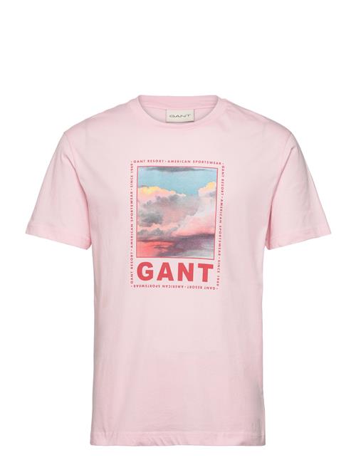 Se GANT Washed Graphic Ss T-Shirt GANT Pink ved Booztlet