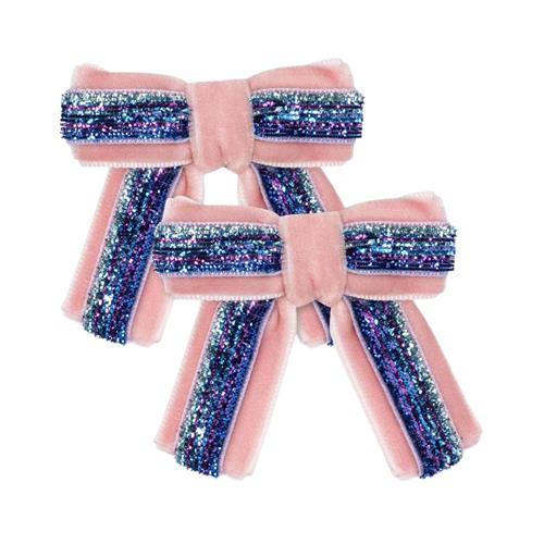 Se Konges Sløjd 2 PACK VELVET BOW HAIR CLIPS | Lyserød | 0 ved Babyshop