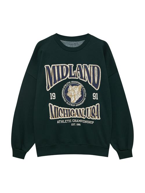 Se Pull&Bear Sweatshirt  lysebeige / navy / smaragd / hvid ved About You