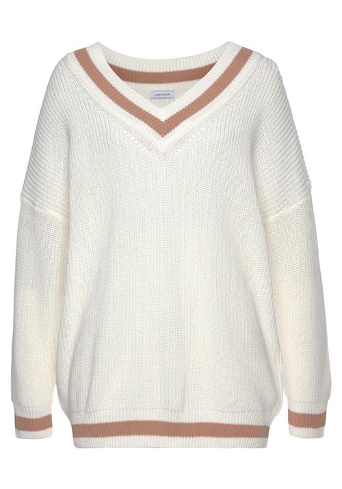 LASCANA Pullover  brun / hvid