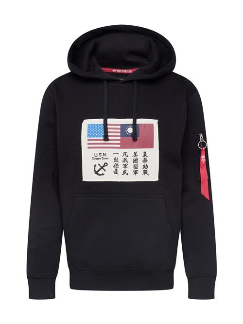 Se ALPHA INDUSTRIES Sweatshirt 'USN Blood Chit'  azur / burgunder / sort / naturhvid ved About You