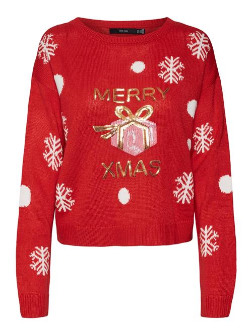 VERO MODA Pullover 'Xmas'  guld / lys pink / rød / hvid