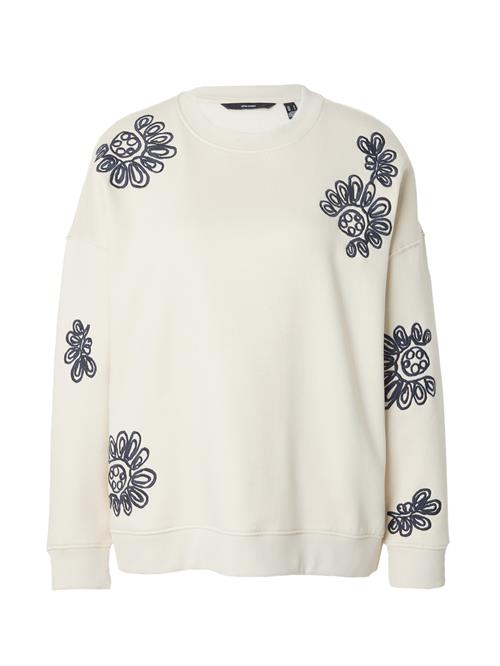 Se VERO MODA Sweatshirt 'SELMA NELI'  ecru / mørkeblå ved About You