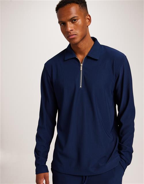 Brand Island Alonzo L/S Zip Polo Half zip Blå