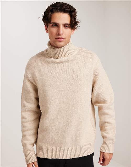 Selected Homme Slhcody Ls Knit Relaxed Roll Neck Polotrøjer Beige