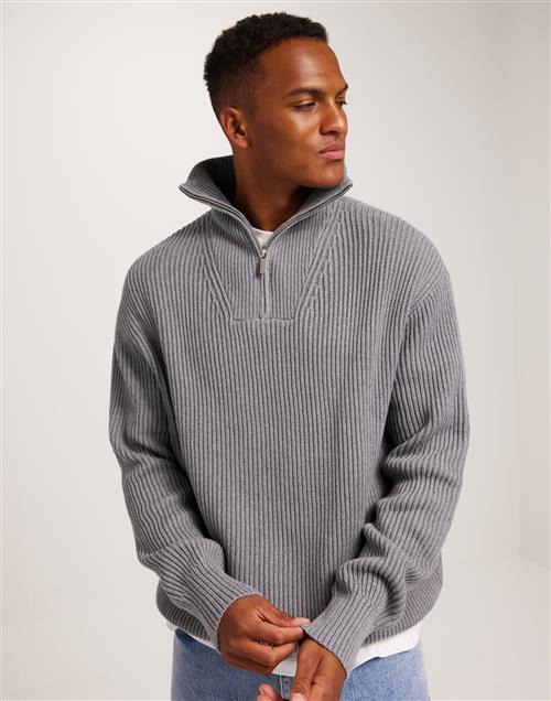 Selected Homme Slhdry Ls Knit Relaxed Half Zip Half zip Grå