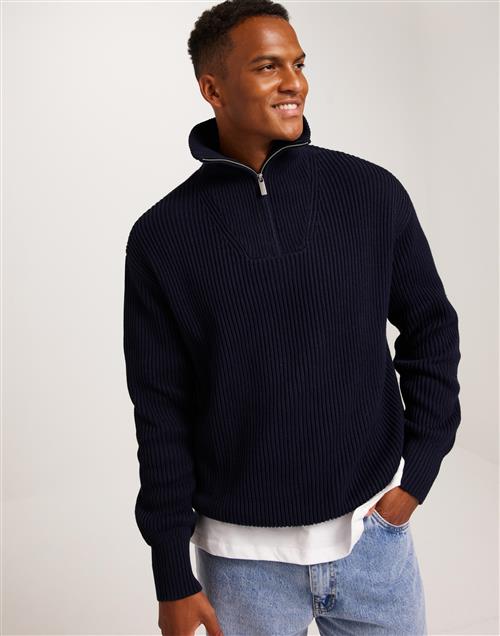 Selected Homme Slhdry Ls Knit Relaxed Half Zip Half zip Blå