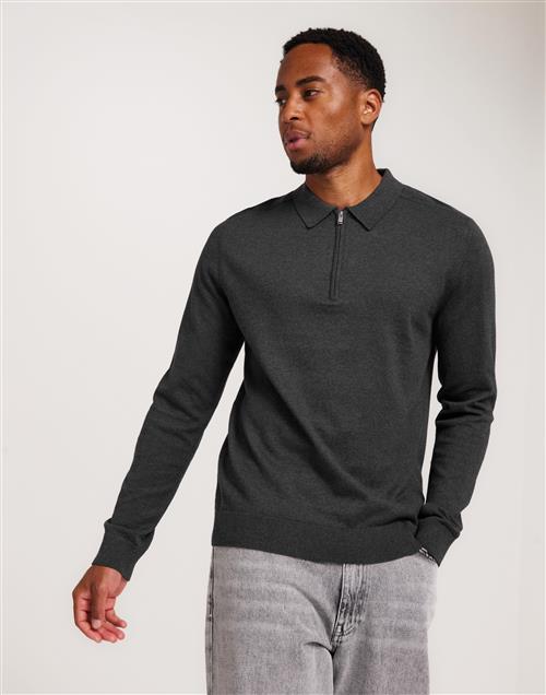 Selected Homme Slhberg Ls Half Zip Polo Noos Half zip Grå