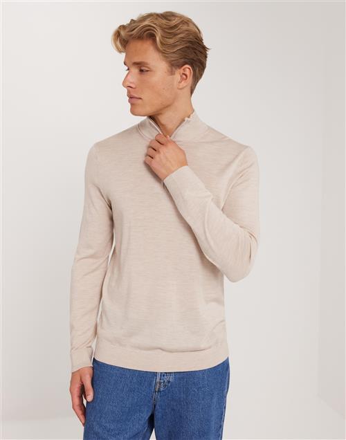 Selected Homme Slhtray Ls Knit Merino Half Zip Noo Trøjer med lynlås Beige