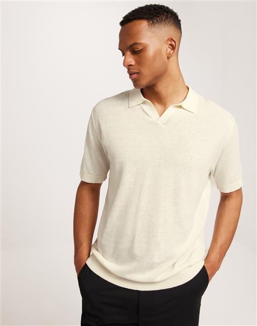 Selected Homme Slhlake Linen Ss Polo Kortærmede poloer Beige