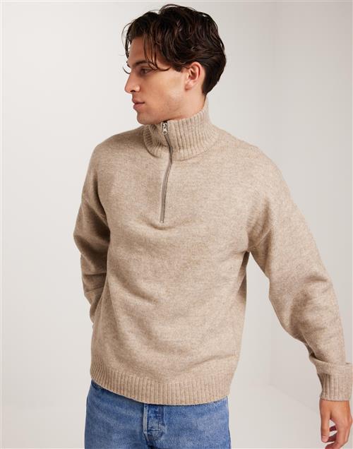 Jack & Jones Jorollie Knit Half Zip Sn Striktrøjer Beige