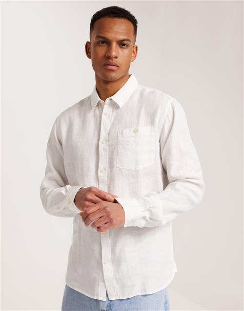 KnowledgeCotton Apparel Regular linen shirt GOTS/Vegan Hørskjorter Hvid