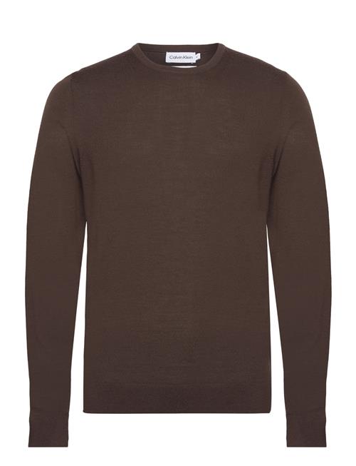 Calvin Klein Superior Wool Crew Neck Sweater Calvin Klein Brown