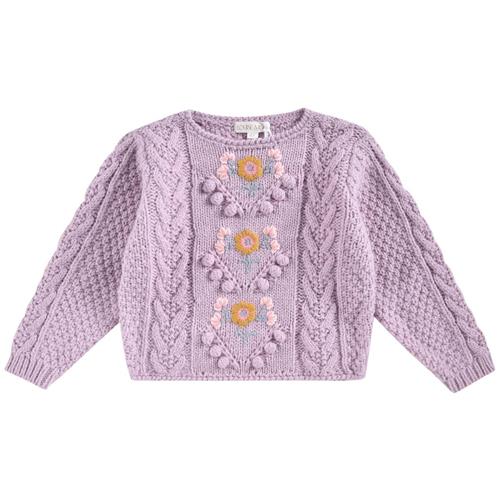 Louise Misha Vinia Strikket Baby Sweater Parme | Lyserød | 18 months