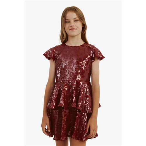 Bardot Junior Mindie Sequin Kjole Burgundy 7 Y  Rød  7 år  kvinde