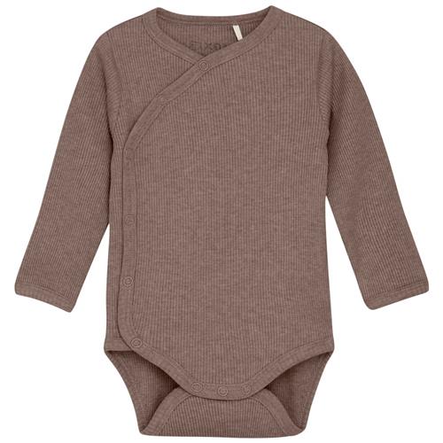 Se Fixoni Wrap Body LS Mélange Rib Deep Taupe | Brun | 74 cm ved Babyshop