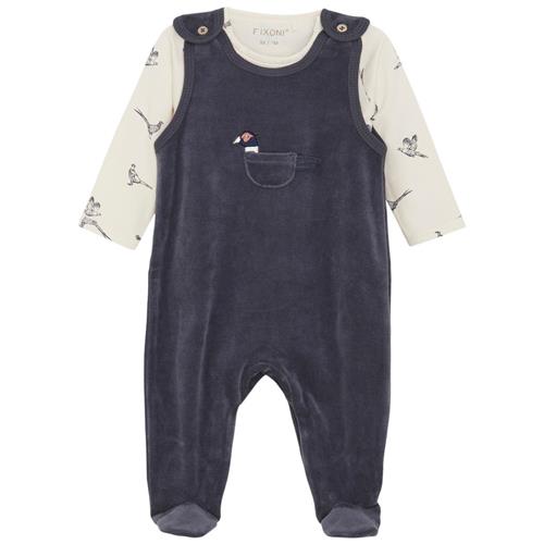 Se Fixoni Set w. Body and Velour Romper Odyssey Gray | Grå | 62 cm ved Babyshop