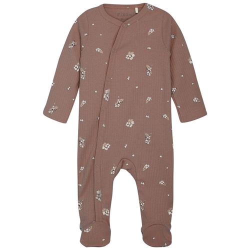 Fixoni Nightsuit w. Feet Rib Deep Taupe Natsæt Babygrow Deep Taupe Bomuldskomfort | Brun | 74 cm