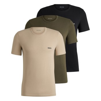 BOSS 3P Classic Regular Fit T ShirtRN Grøn/Brun bomuld Small Herre