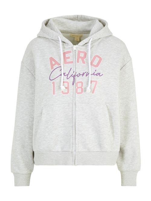 AÉROPOSTALE Sweatjakke  grå-meleret / mørkelilla / lys pink / hvid