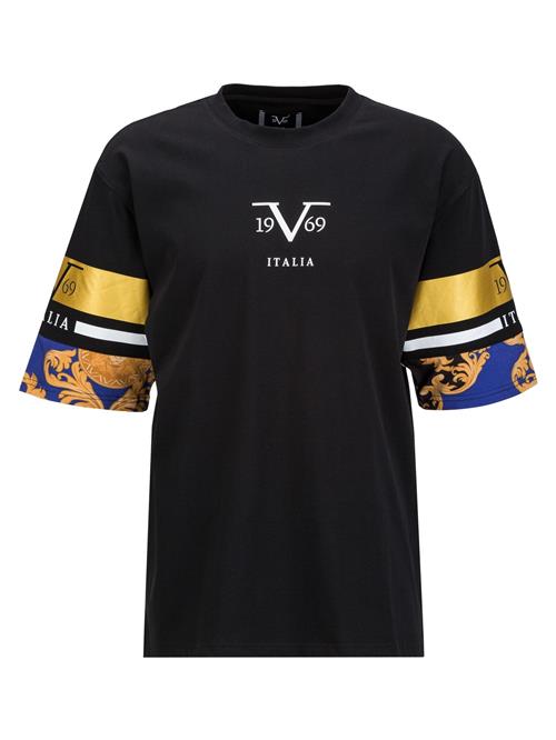 19V69 ITALIA Bluser & t-shirts 'TAMARO GOLDEN'  blå / guld / sort / hvid