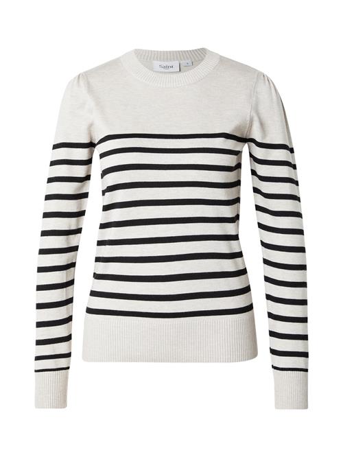 SAINT TROPEZ Pullover 'Mila'  lysegrå / sort