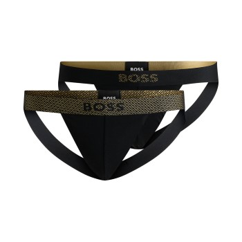 BOSS 2P Jock Strap Gift Sort/Guld bomuld Medium Herre